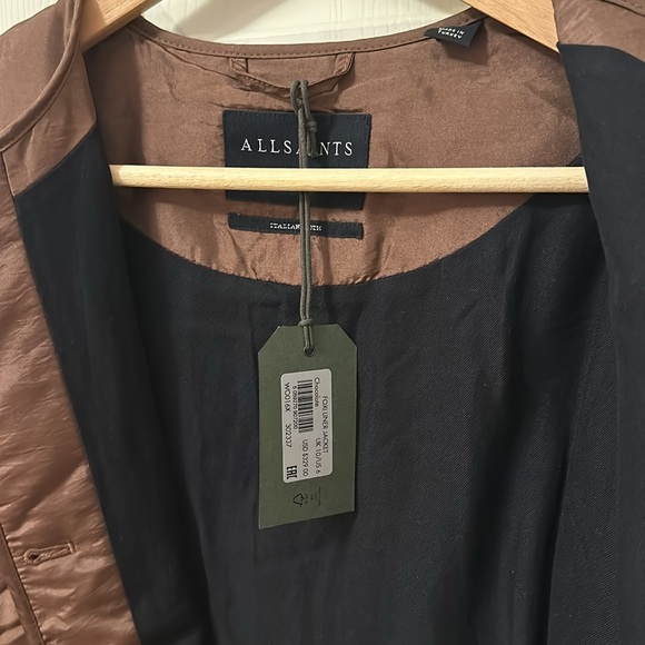 NWT All Saints Women's Foxi Liner Chocolate Jacket size 6 - Picture 10 of 11